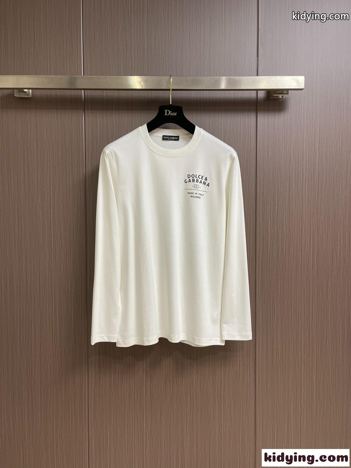 ドルチェ&ガッバーナ Tシャツ コピー シンプル 上品 ロゴプリント コットン 長袖Tシャツ ホワイト-2