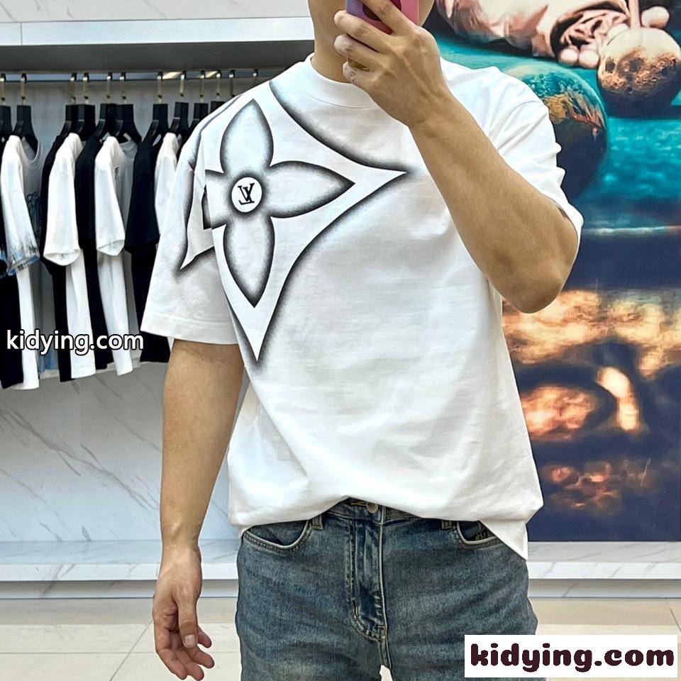 カジュアル ロゴプリント 半袖Tシャツ ルイ・ヴィトン Tシャツ コピー コットン ホワイト-1