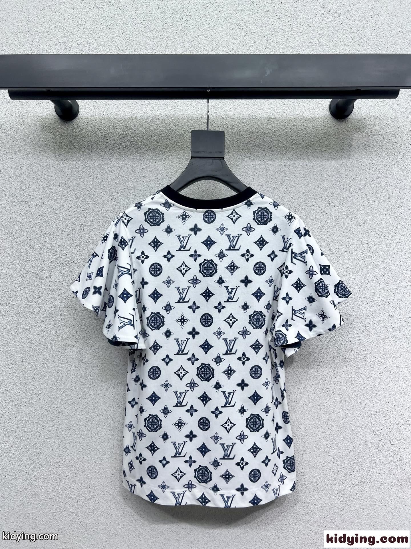 可愛い おしゃれ モノグラム フリルスリーブTシャツ ルイ・ヴィトン Tシャツ コピー 半袖 トップス-4