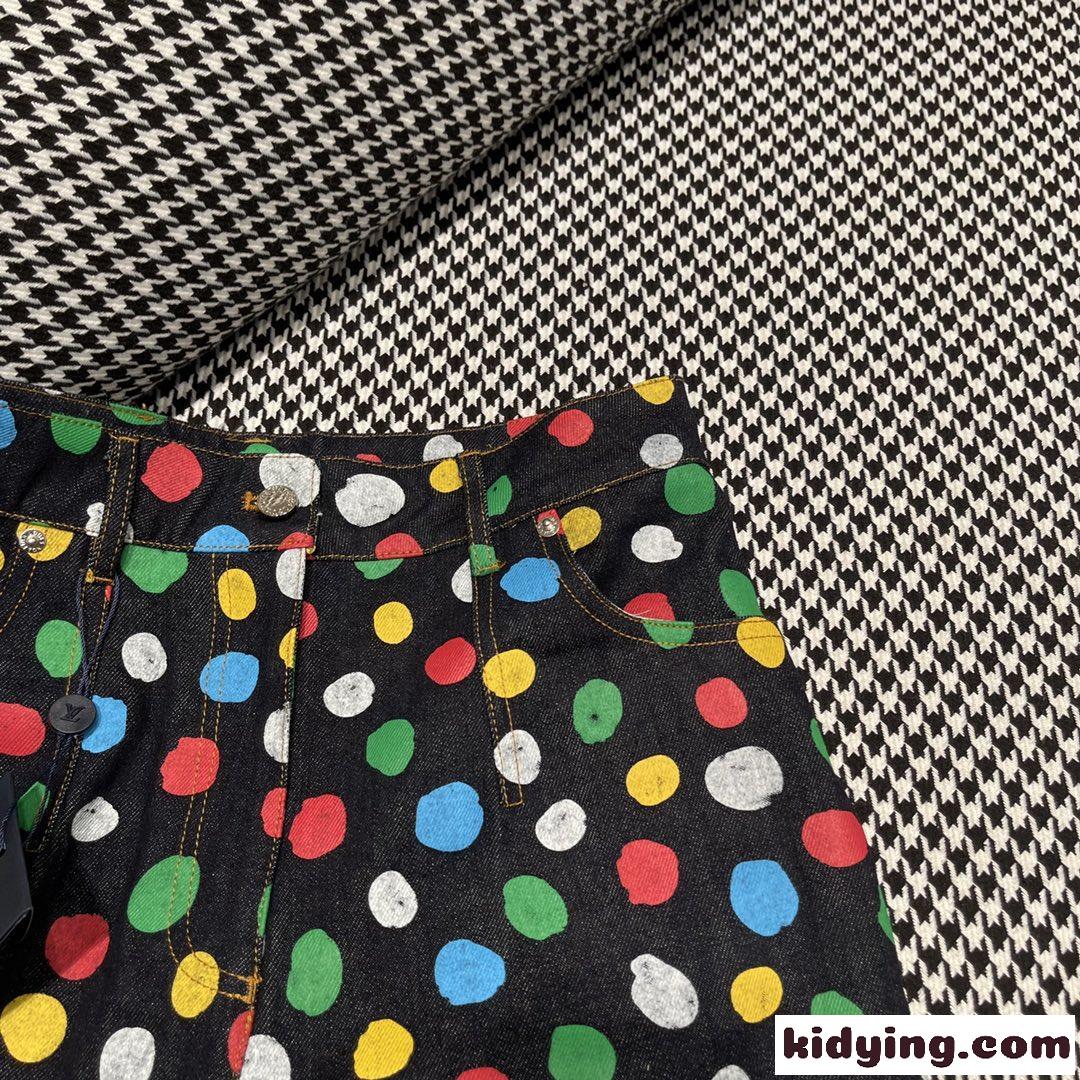 LV × YK ペインティッド ドット ジーンズ ルイヴィトン ジーンズ コピーデニムパンツ-2