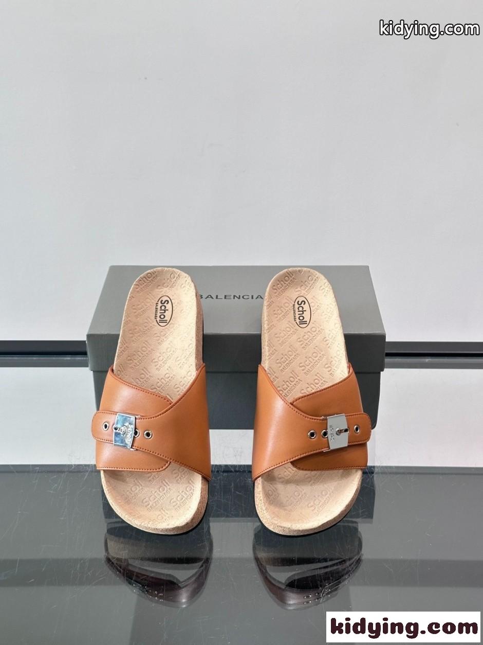BALENCIAGA × Scholl コラボレーション サンダル バレンシアガ コピー ブラウン-1