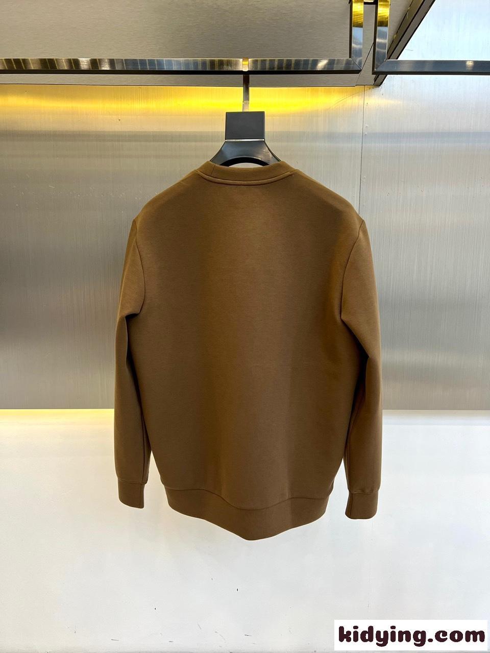 シンプル エルメネジルド・ゼニア Tシャツ コピー クルーネック スウェットシャツ ブラウン-3