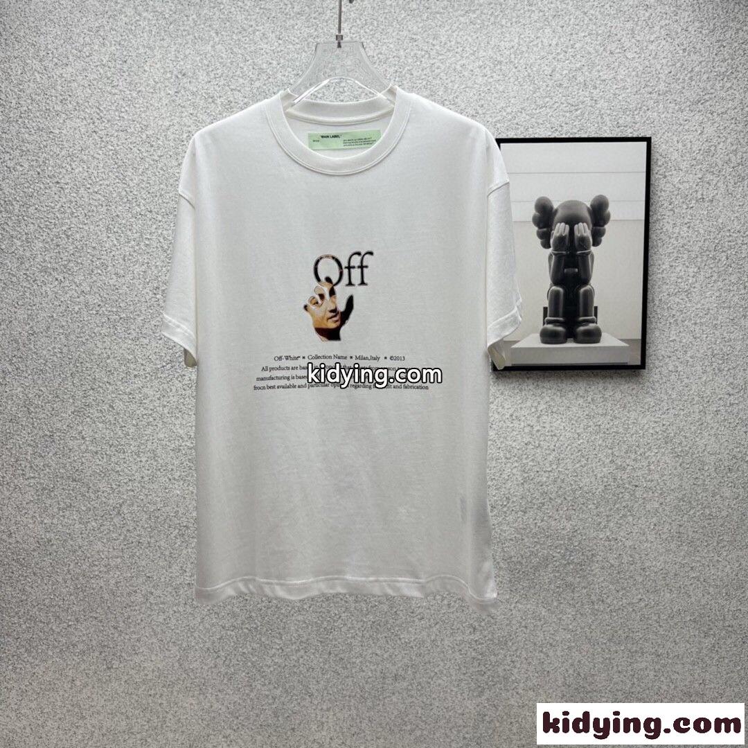 カジュアル プリント コットン 半袖Tシャツ オフホワイト tシャツ コピー 半袖 トップス ホワイト-0