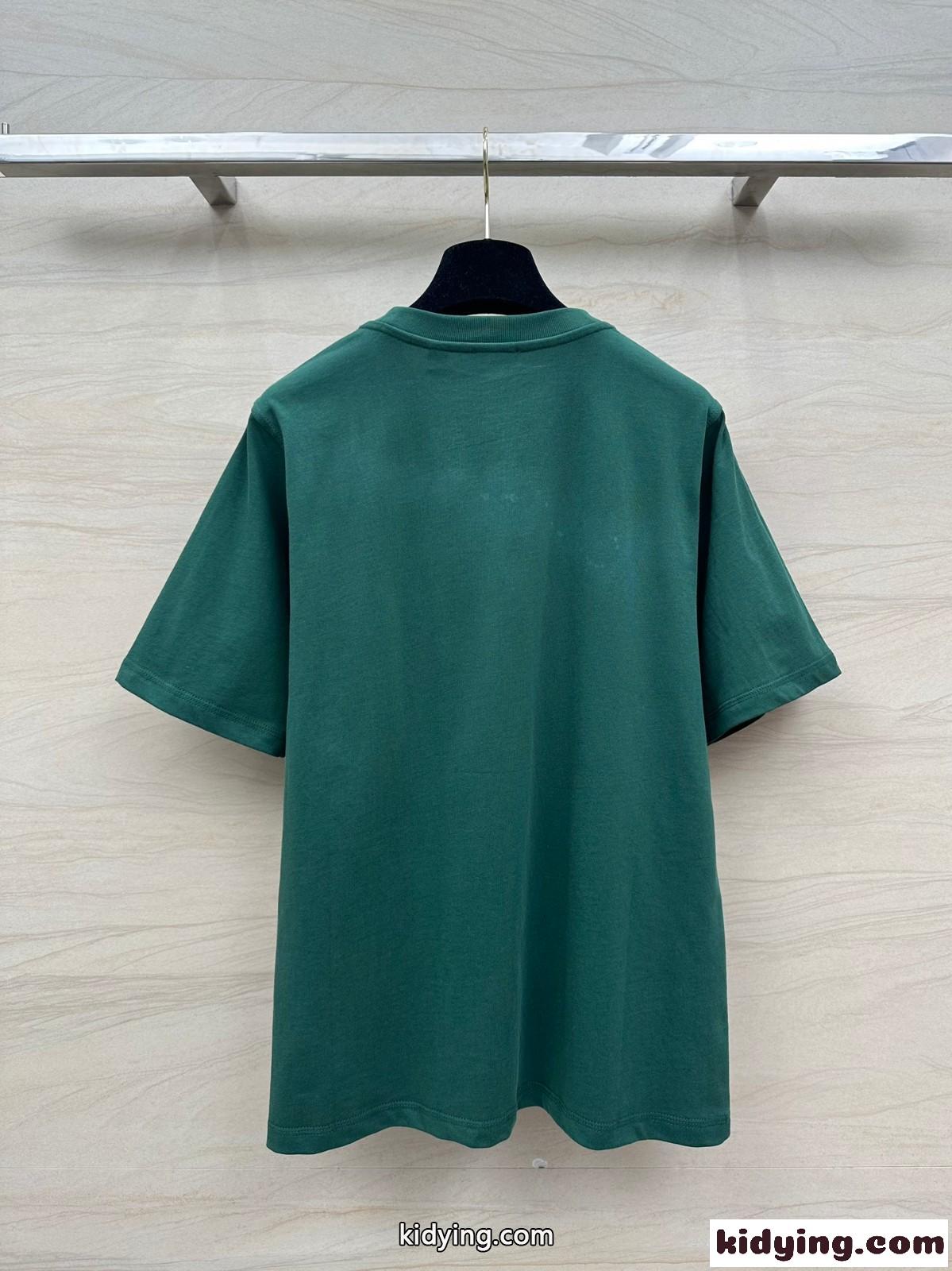 チェリー コットンTシャツ バーバリー 半袖Tシャツ コピー クルーネック-5