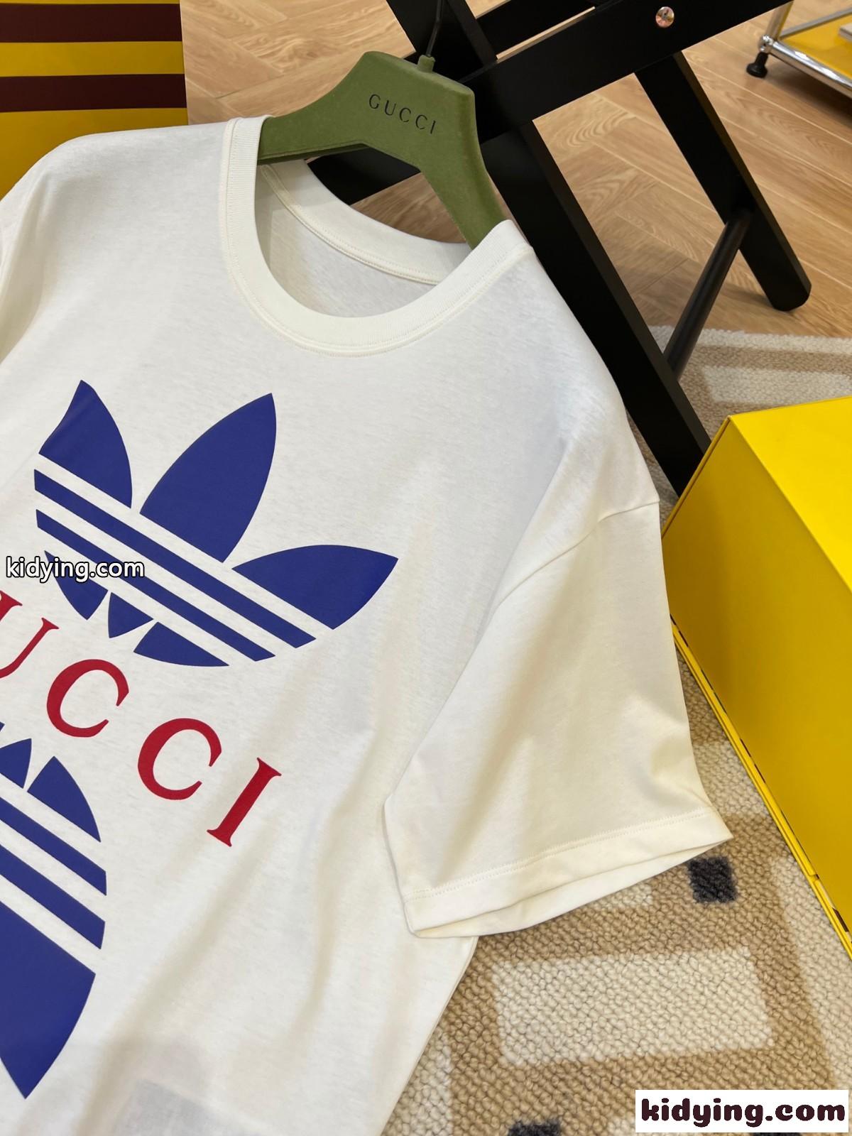 adidas x Gucci コットンジャージー 半袖 クルーネック トップス グッチ Tシャツ コピー ユニセックス-4