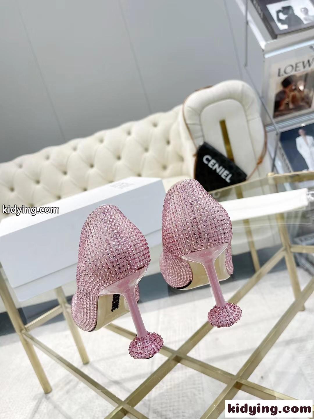 シルク&ラインストーン パンプス ロエベ パンプス コピー レディースシューズ ピンク-0