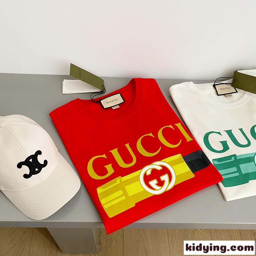 GUCCI リップスティック プリント コットン Tシャツ グッチ Tシャツ コピー 半袖-3