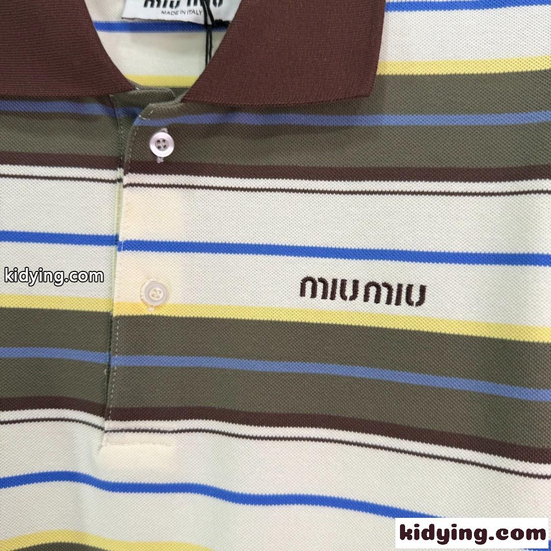 カジュアル お洒落 半袖 ポロシャツ ミュウミュウ Tシャツ コピー コットン-2