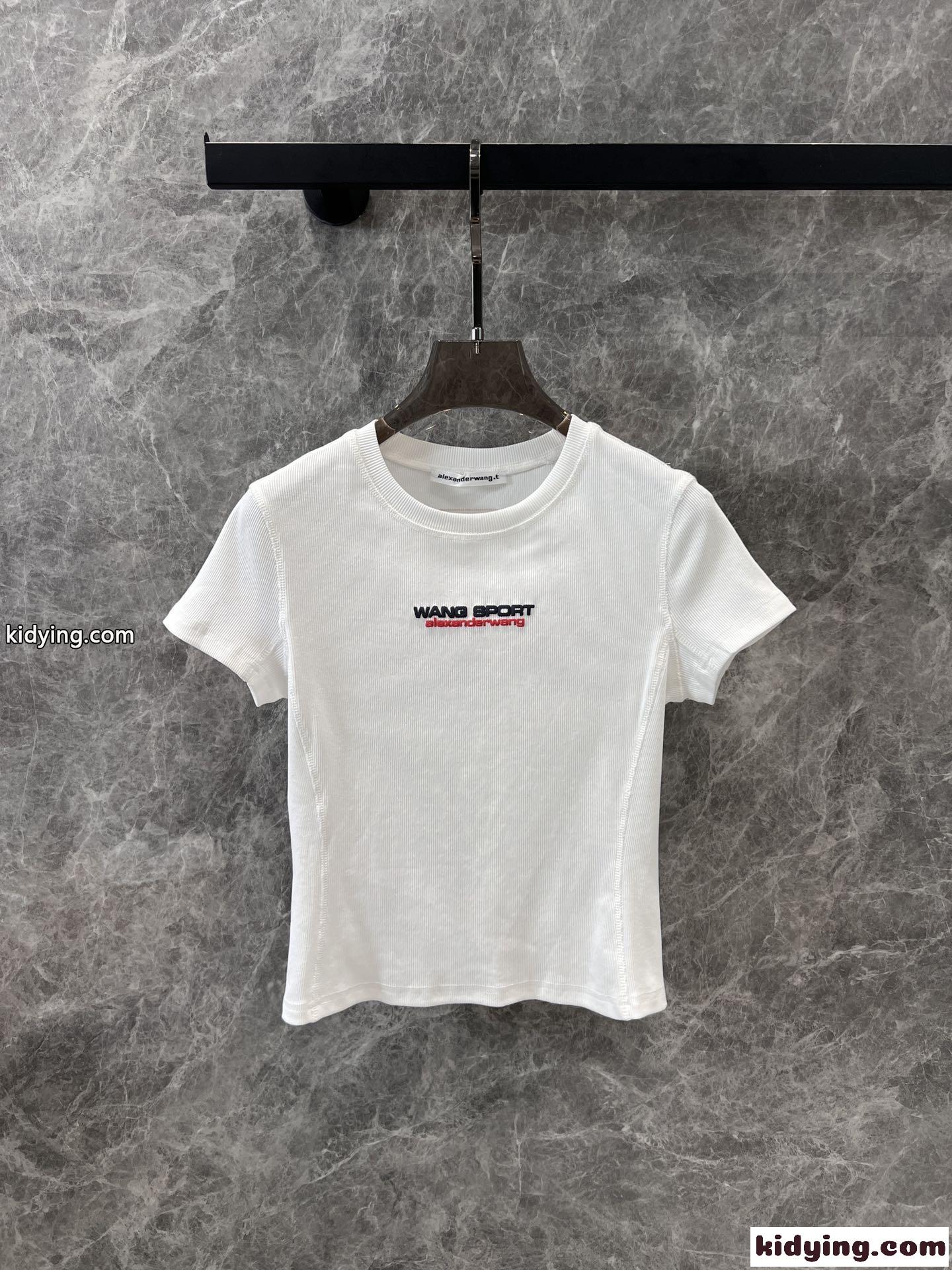 アレキサンダーワング Tシャツ コピー シンプル ロゴ コンパクト 半袖Tシャツ ホワイト-1