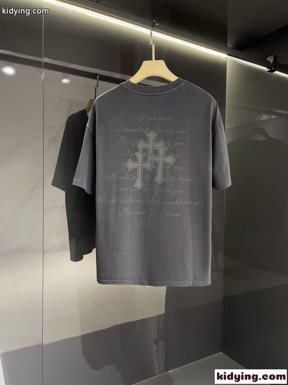 ゆったり リラックス クルーネック クロムハーツ 半袖Tシャツ コピー コットン トップス-0