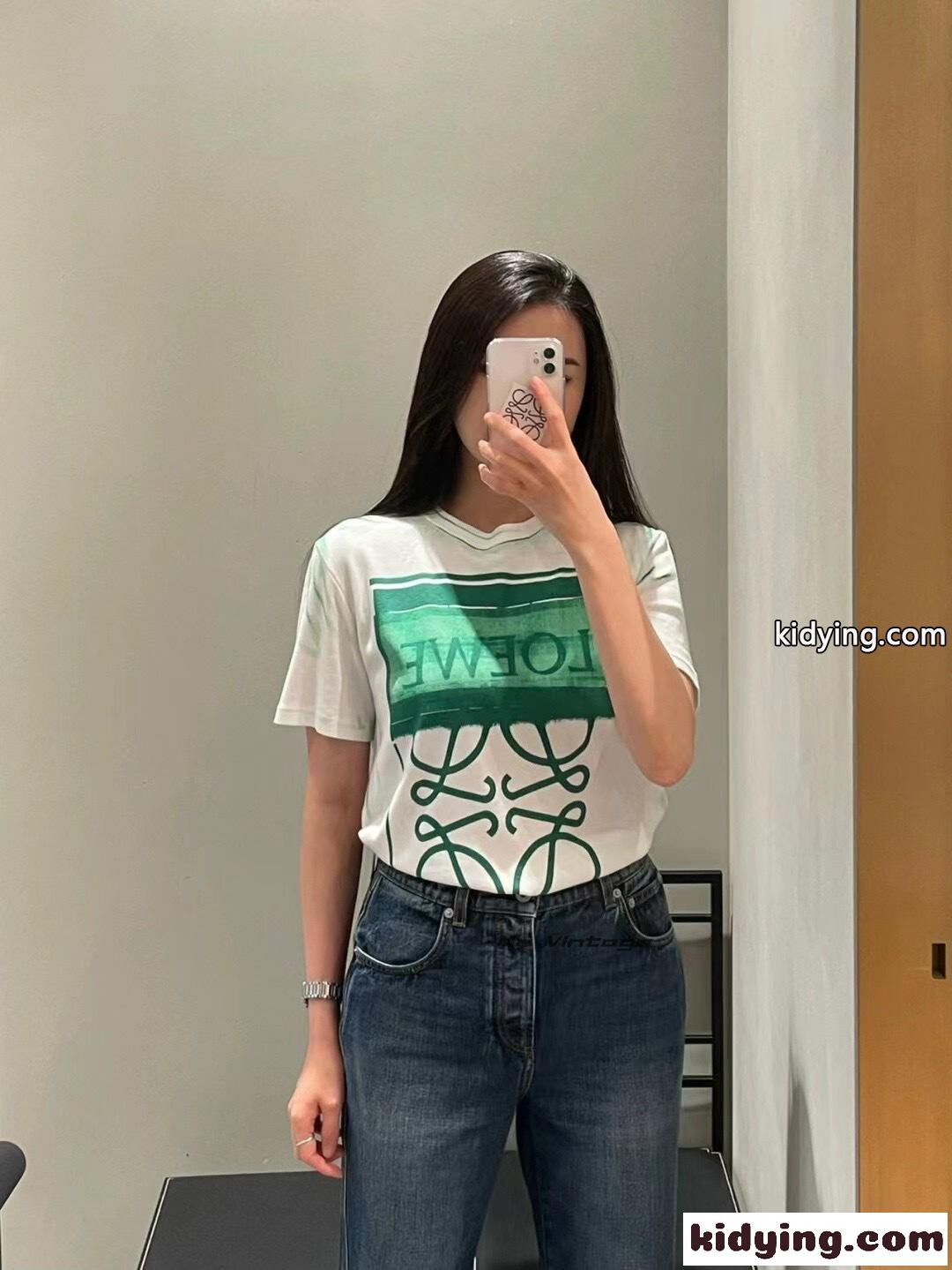 カジュアル アナグラム ロゴ プリント ロエベ tシャツ コピー 半袖 コットン 人気 おしゃれ-6