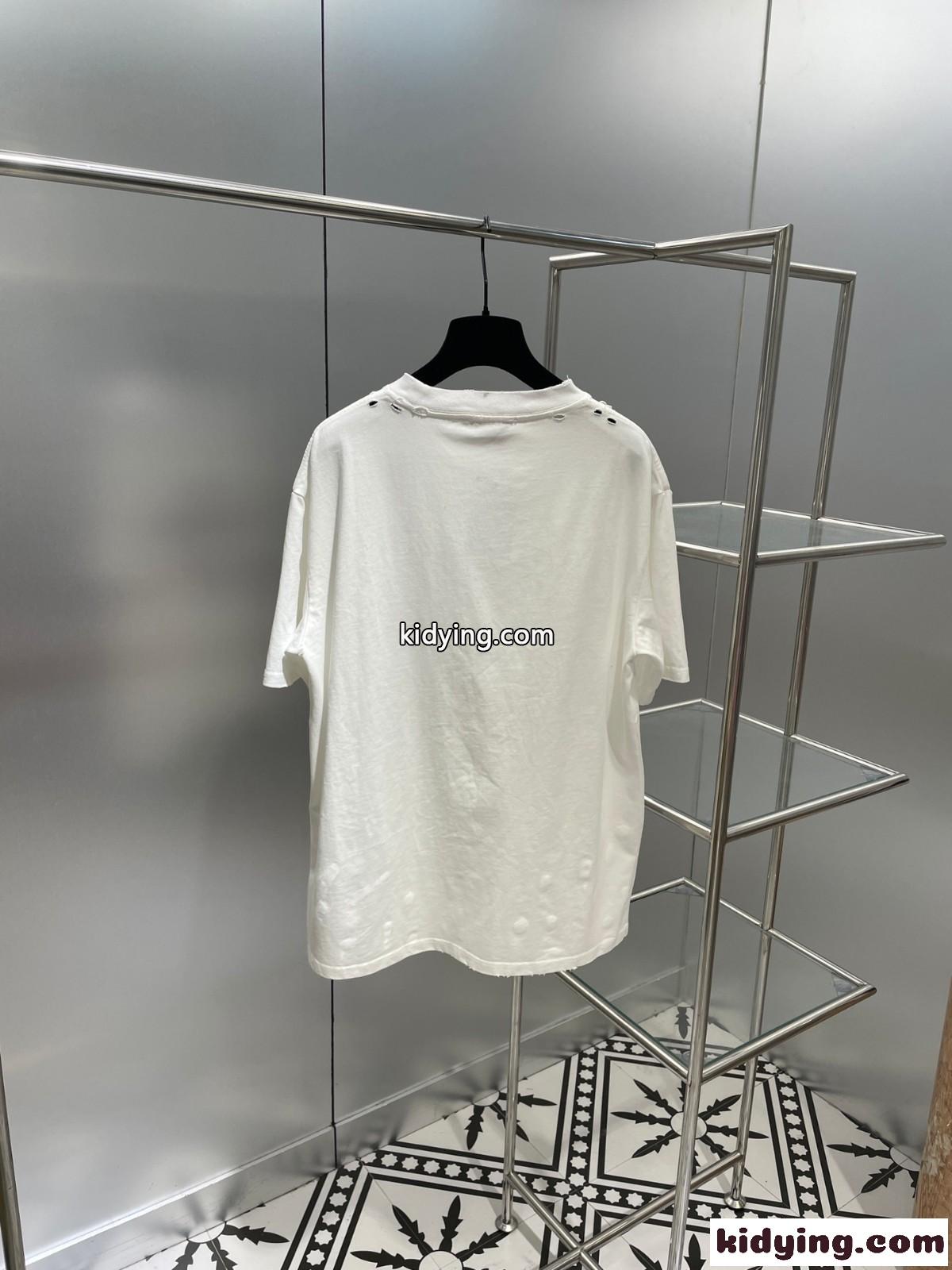 ユニセックス オーバーサイズ プリント バレンシアガ 半袖tシャツ コピー クルーネック 体型カバー-1