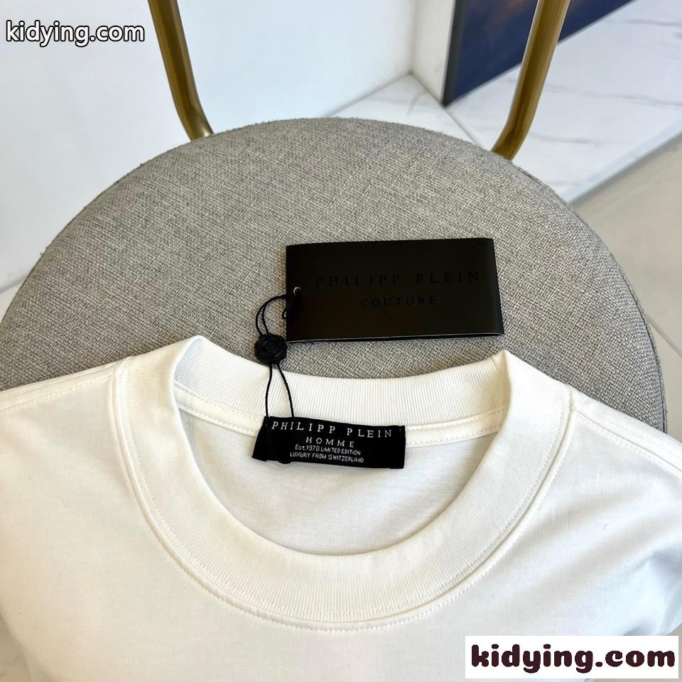 カジュアル ゆったり フィリッププレイン 半袖Tシャツ コピー クルーネック ホワイト-2