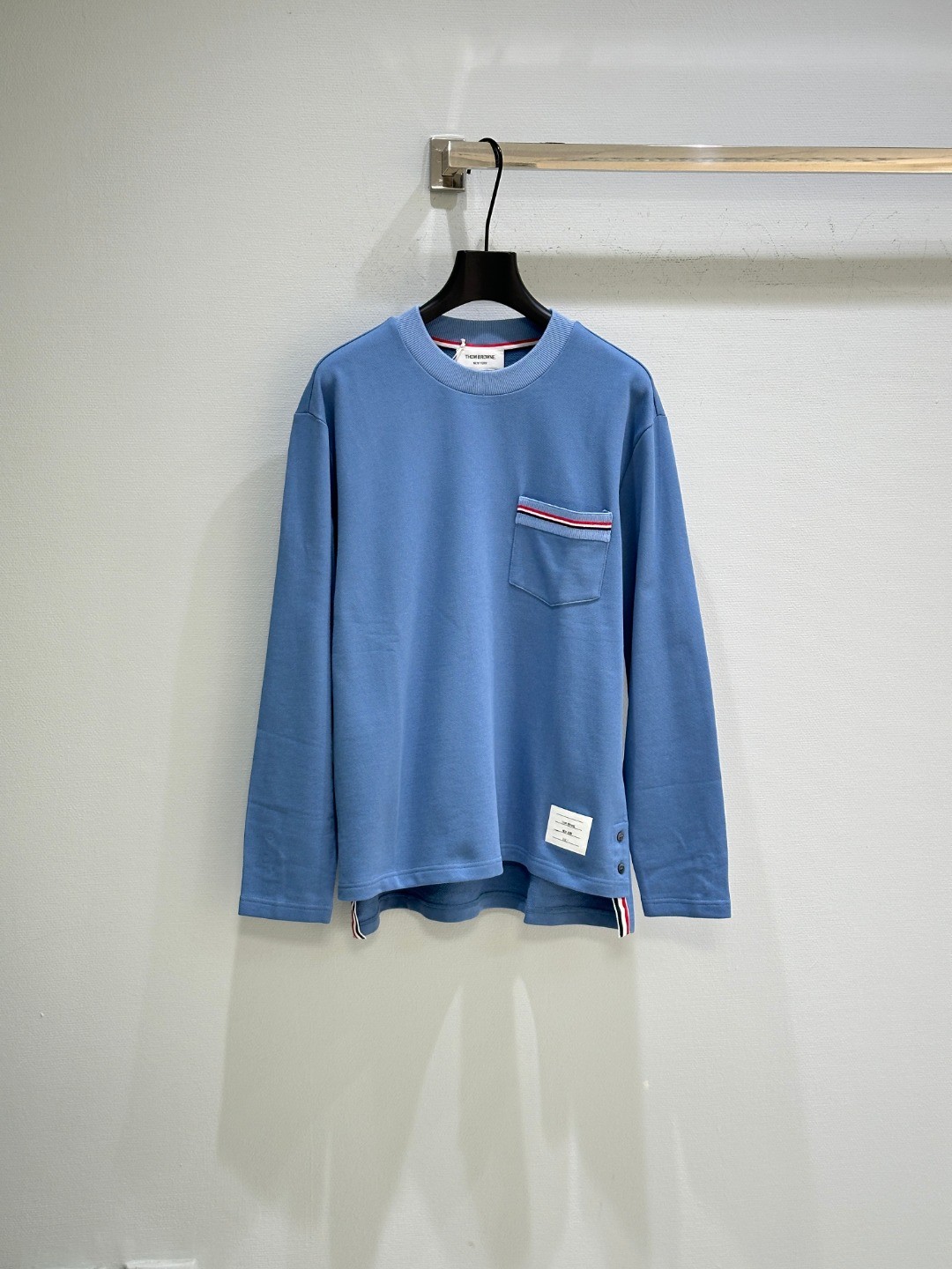 カジュアル お洒落 長袖Tシャツ トムブラウン Tシャツ 偽物 クルーネック ブルー-0