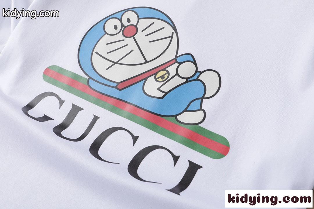遊び心いっぱい ドラえもん プリント シルケット加工 グッチ 半袖Tシャツ コピー クルーネック トップス-3