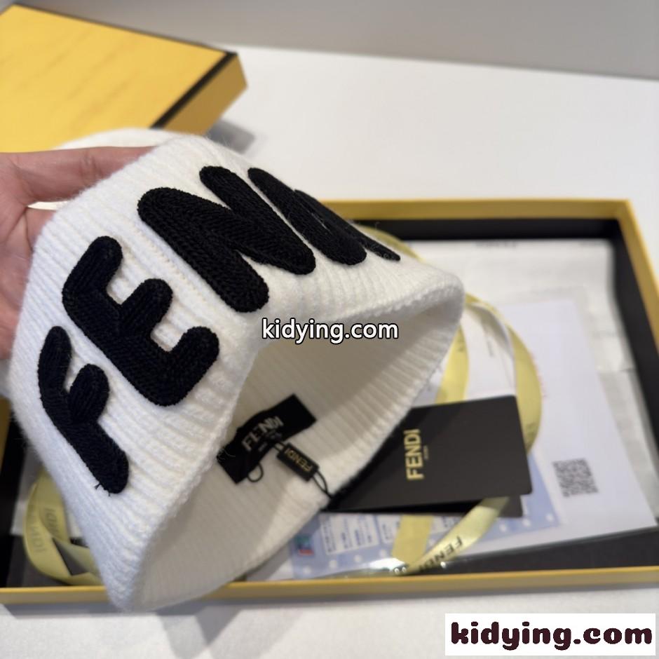 ユニセックス FENDI ロゴ ニットキャップ フェンディ キャップ コピー ホワイト-2