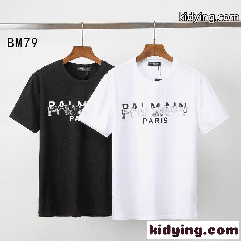 人気 ベーシック クルーネック 定番 合わせやすい バルマン Tシャツ コピー 半袖 ロゴプリント-0