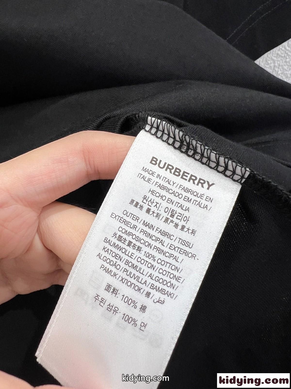 EKD チェック コットンTシャツ バーバリー Tシャツ コピー クルーネック ブラック-4