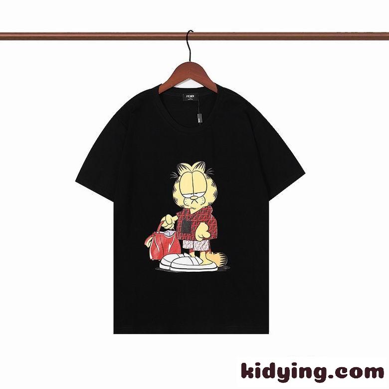 春夏 定番 おしゃれ クルーネック プリント フェンディ Tシャツ コピー 半袖 トップス カジュアル ホワイト ブラック-3
