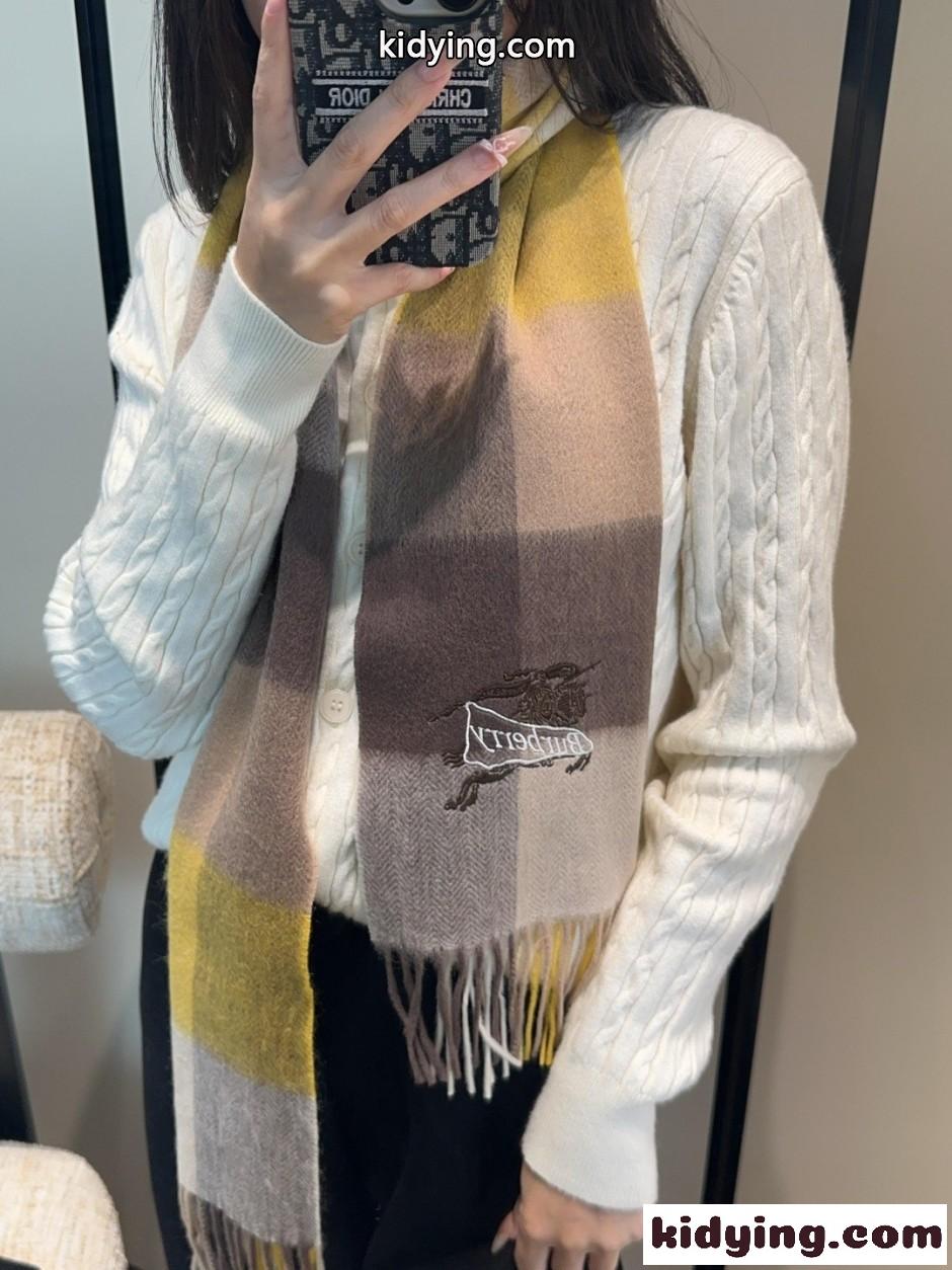 チェック柄 ロゴ刺繍 バーバリー スカーフ 偽物 クラシック マフラー 30*185cm-1