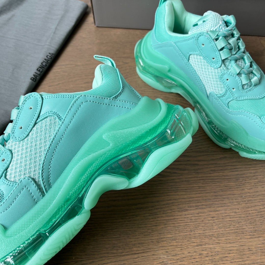 人気 軽量 Triple S Clear Sole バレンシアガ スニーカー スーパーコピー グリーン-2