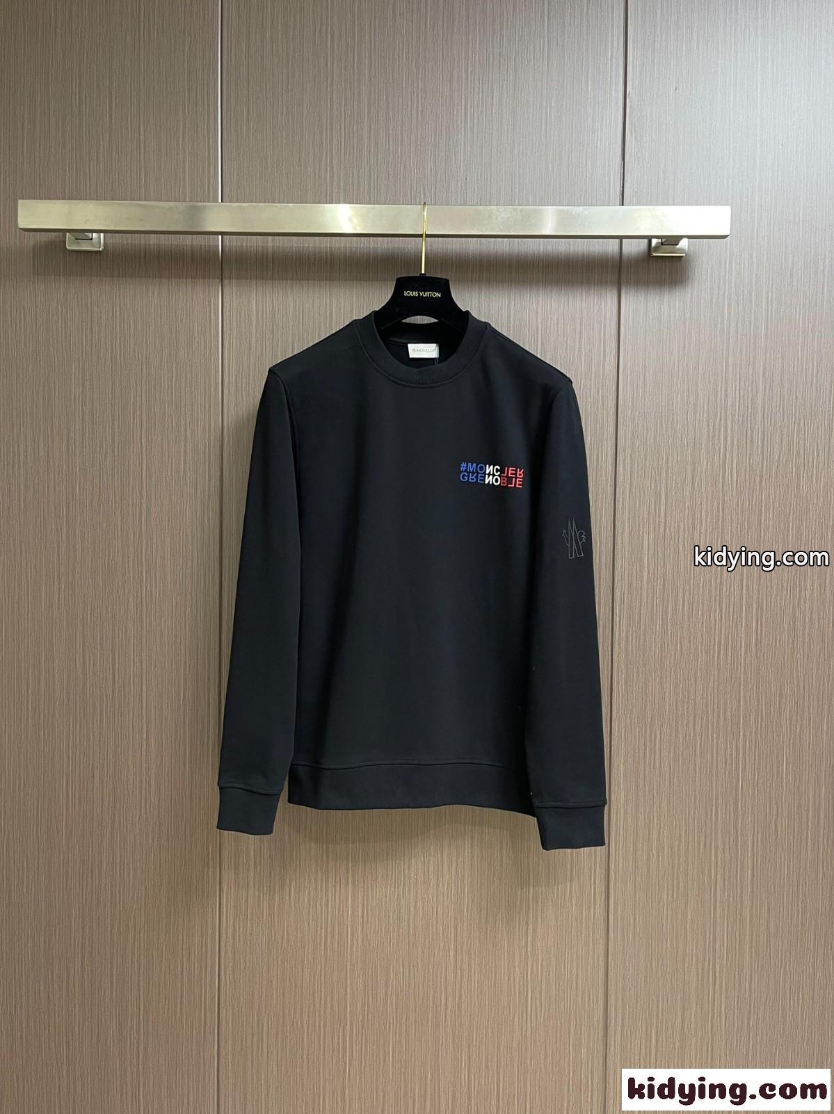 カジュアル ロゴ入り コットン スウェットシャツ モンクレール Tシャツ コピー ブラック-1