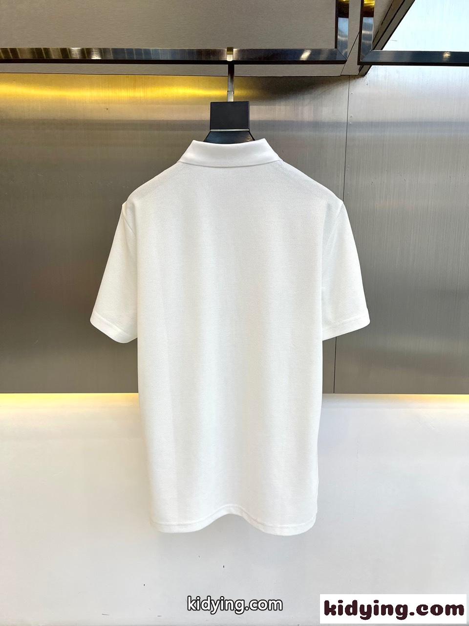 シンプル 無地 コットンピケ ポロシャツ アルマーニ 半袖Tシャツ コピー ホワイト-4