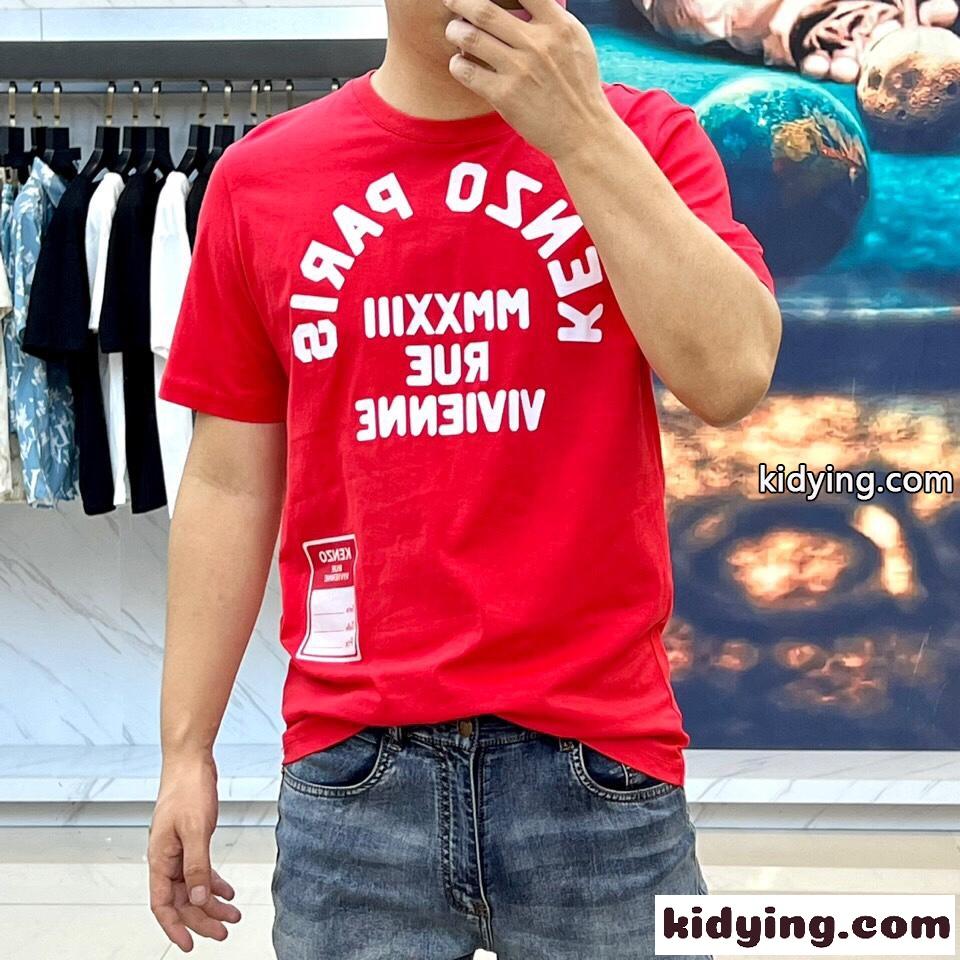 KENZO RUE VIVIENNE プリント クルーネック ケンゾー Tシャツ コピー レッド-2