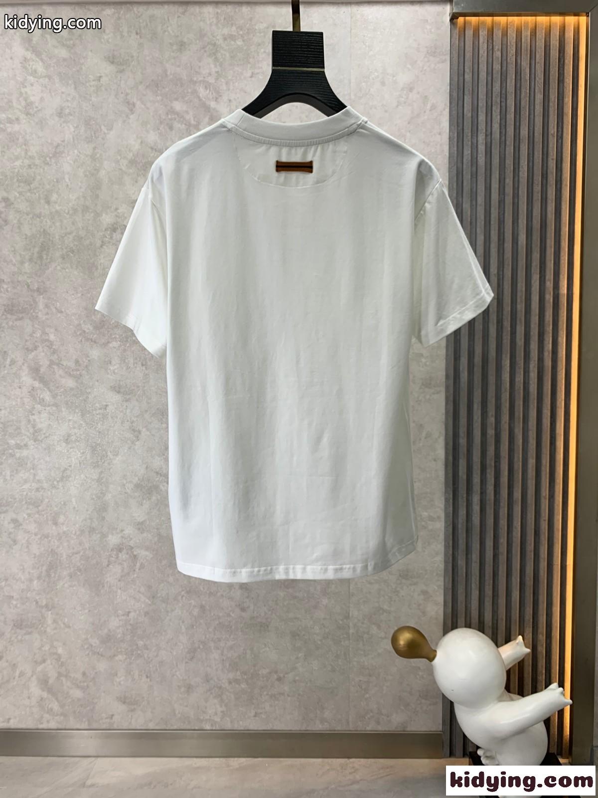 ベーシック シンプル ロゴ クルーネック 半袖Tシャツ エルメネジルド・ゼニア Tシャツ コピー ホワイト-2