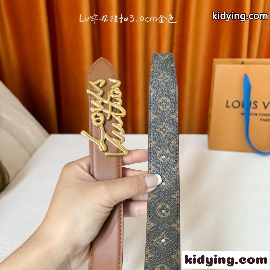ルイ・ヴィトン ベスト スーパーコピー ベルト・LV スクリプト 30MM ブラウン-2