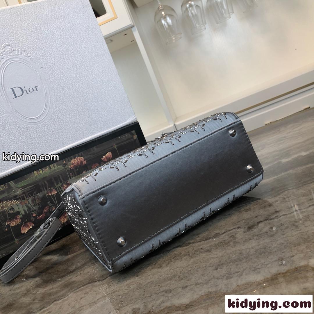 大人気 LADY DIOR カナージュ サテン ハンドバッグ クリスチャン・ディオール バッグ コピー グレー-4
