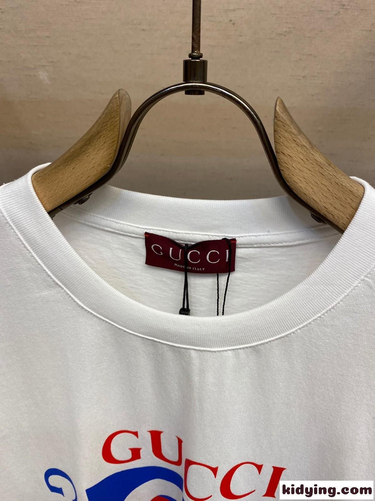 人気 ロゴ入り クルーネック グッチ 半袖Tシャツ コピー コットン ホワイト-1