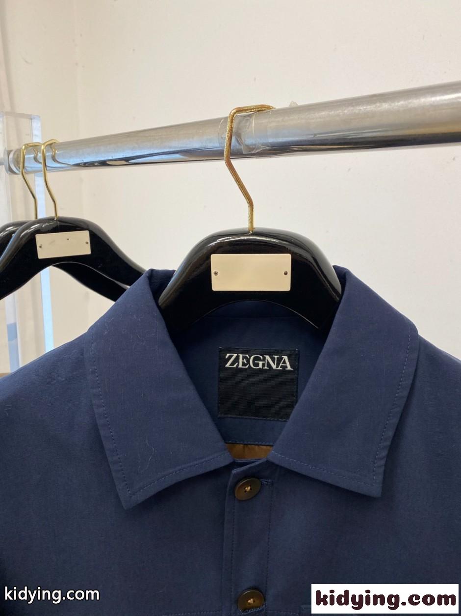 シンプル カジュアル シャツジャケット エルメネジルド・ゼニア ジャケット 偽物 ネイビー-2