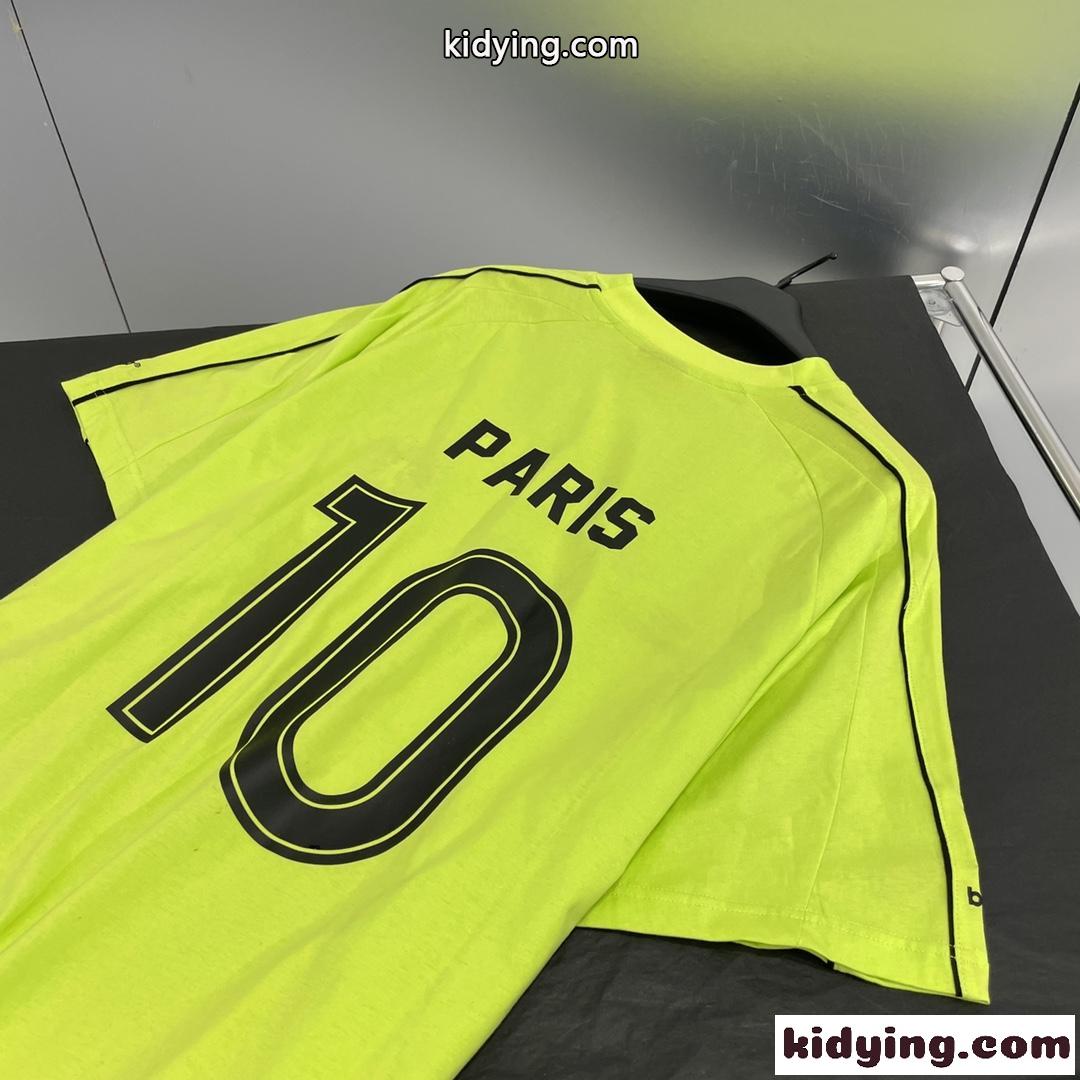 ユニセックス オーバーサイズ PARIS SOCCER 半袖Tシャツ バレンシアガ Tシャツ 偽物 グリーン-3