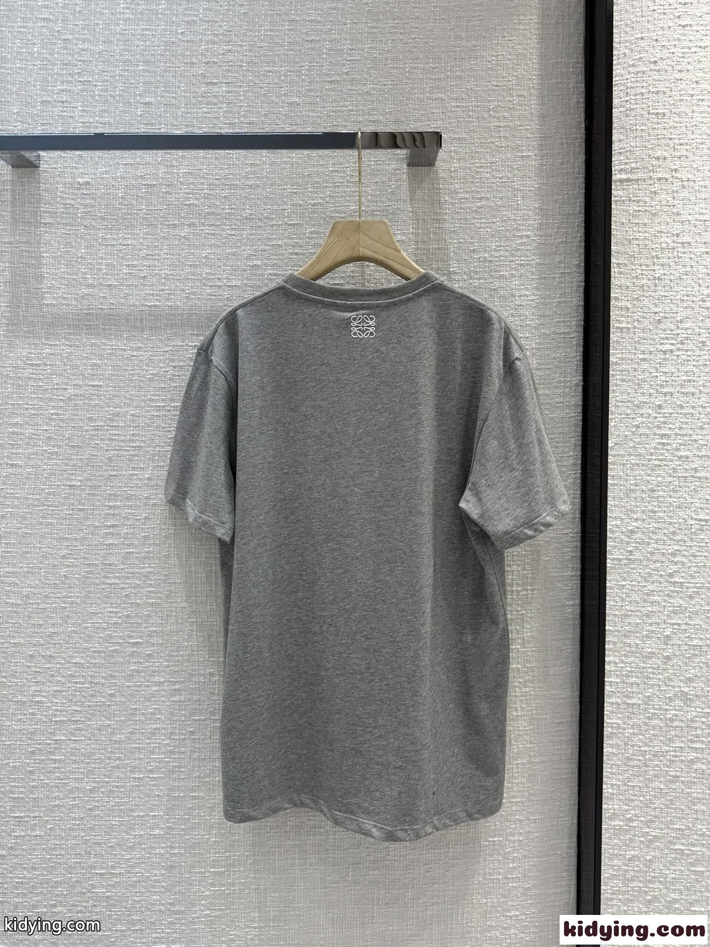 新作~可愛い バニー 半袖Tシャツ コットン ロエベ Tシャツ コピー ユニセックス グレー-3