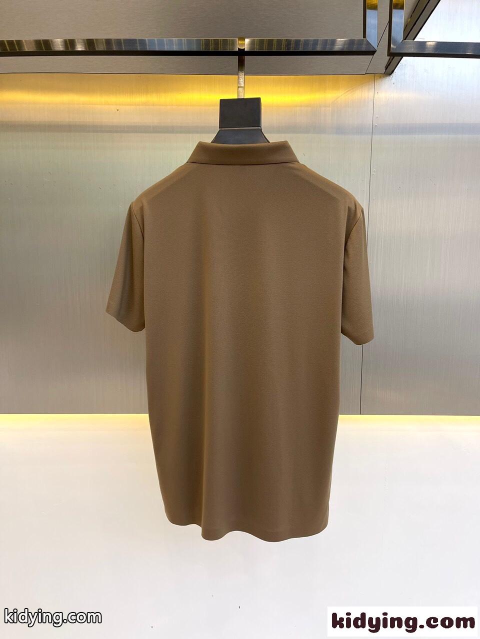 洗練された ビジネス カジュアル 半袖 ポロシャツ バーバリー Tシャツ コピー カーキ-4