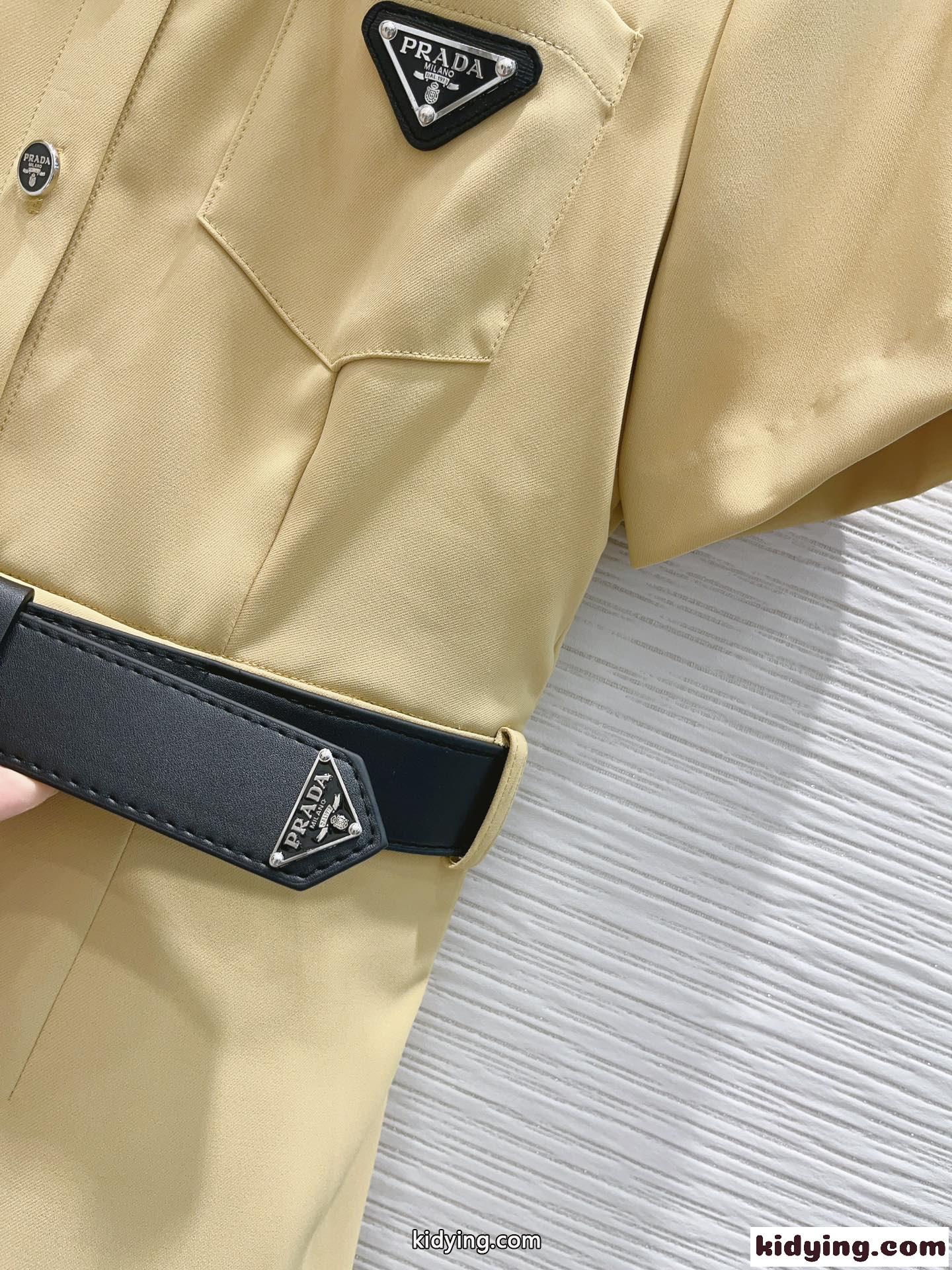 定番 おしゃれ 半袖 シャツドレス プラダ ワンピース コピー レディース-2