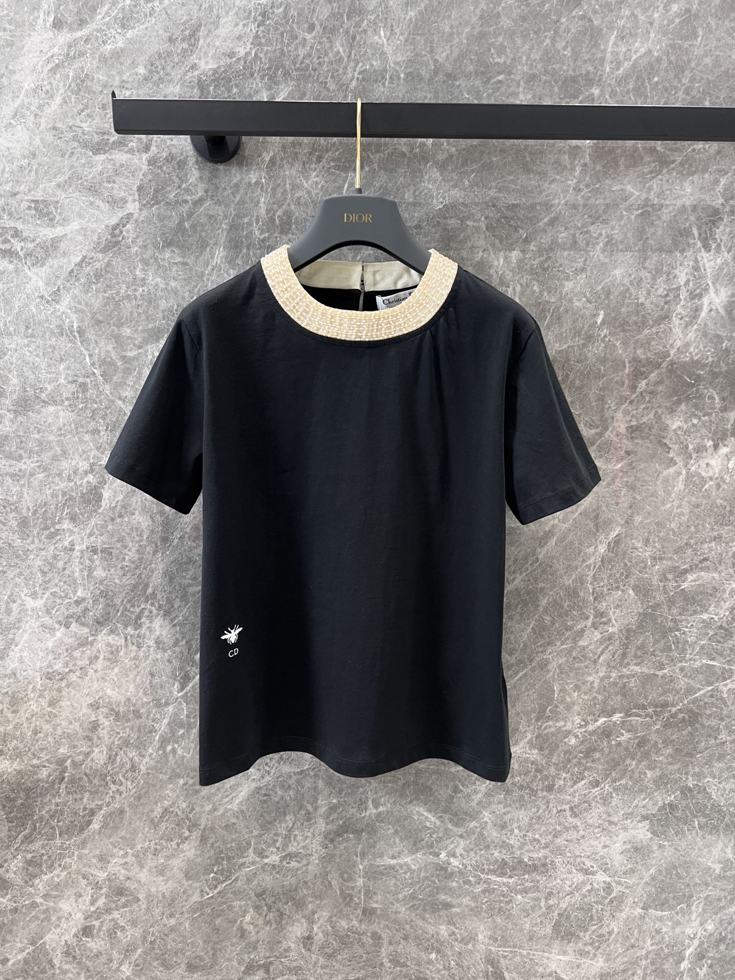 ディオールtシャツメルカリ偽物 トップス 半袖 純綿 ファッション 触り心地が良い ブラック-0