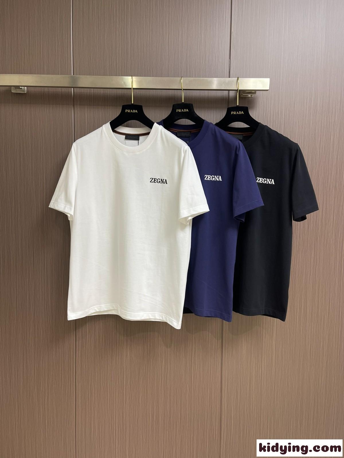 シンプル ロゴ クルーネック 半袖Tシャツ エルメネジルド・ゼニア Tシャツ コピー-0