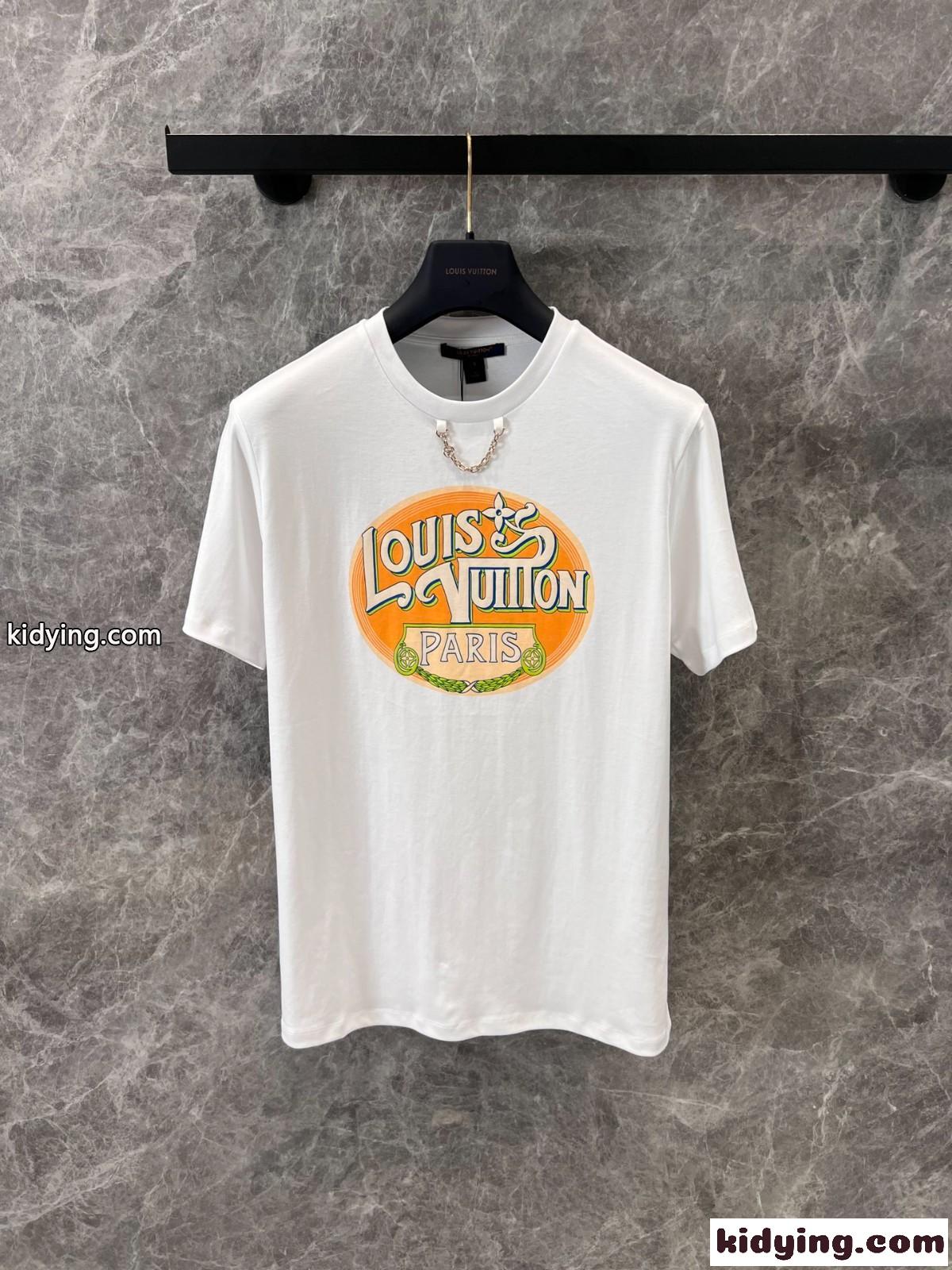 パリ トラベルスタンプTシャツ ルイ・ヴィトン 半袖Tシャツ コピー コットン-0
