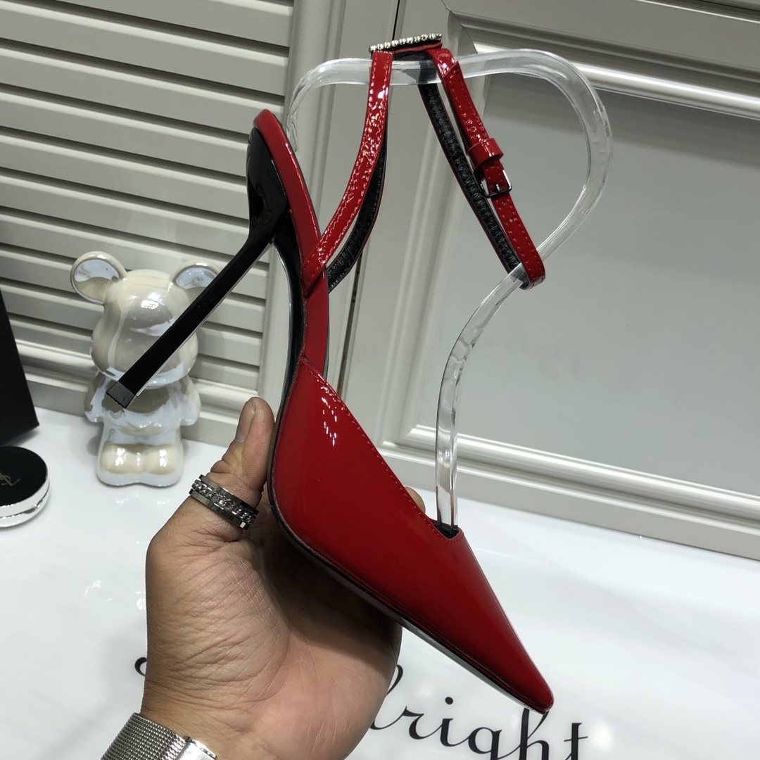 パテントレザー アヌーク パンプス イヴ・サンローラン サンダル コピー レッド-4