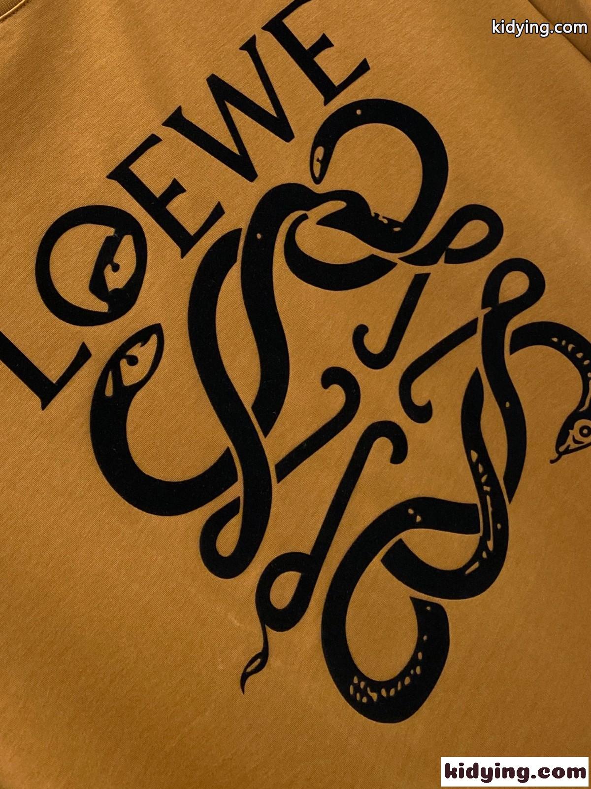 ロエベ Tシャツ 偽物 定番 ロゴ入り 半袖Tシャツ クルーネック ブラウン-2