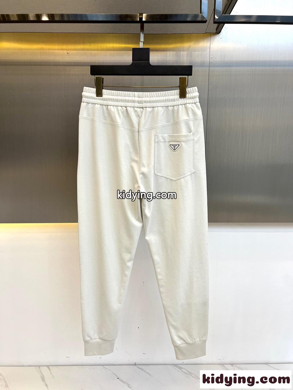 カジュアル ロゴ入り プラダ パンツ コピー メンズ スウェットパンツ ホワイト-2