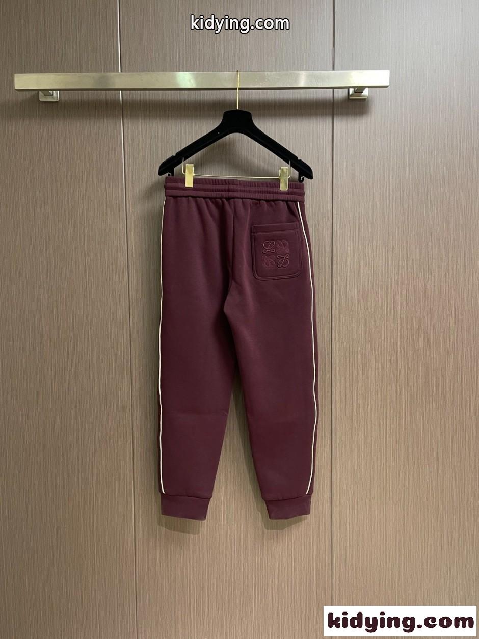 カジュアル 合わせやすい アナグラム ジョガーパンツ ロエベ パンツ 偽物 ボルドー-1
