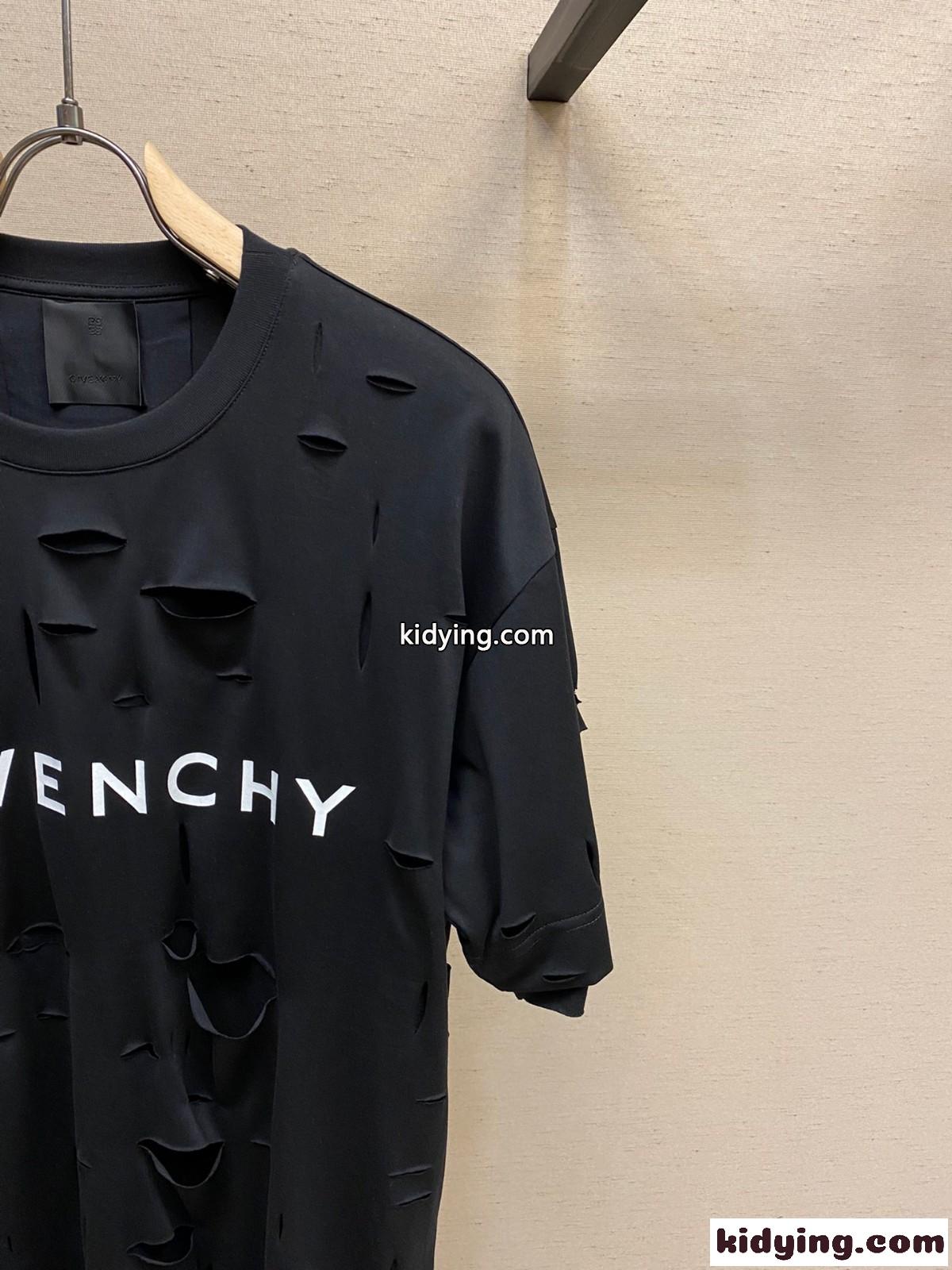 ジバンシィ Tシャツ コピー ダメージ加工 おしゃれ クルーネック コットン 半袖 トップス-3