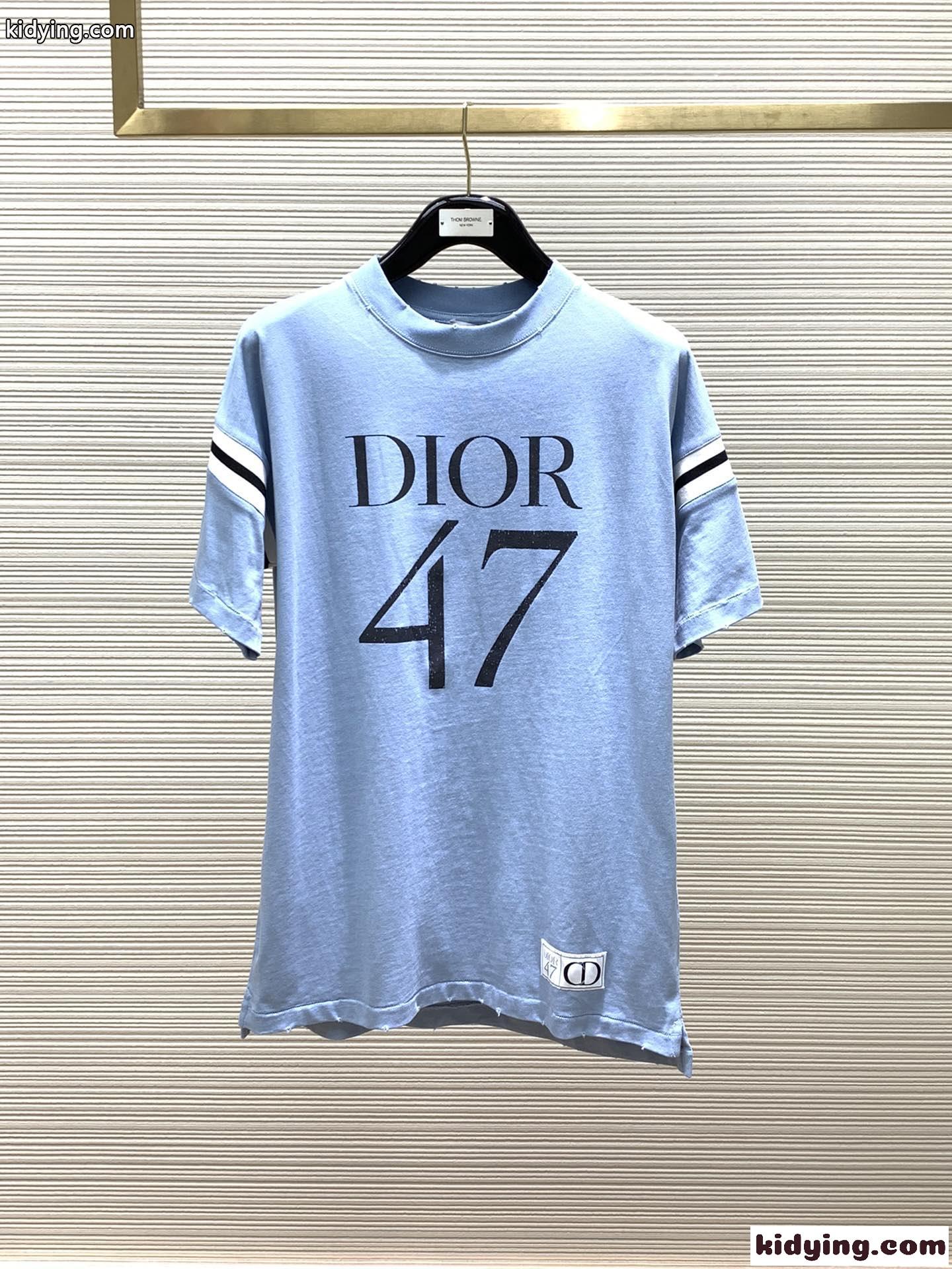 人気 カジュアル ロゴ 半袖Tシャツ クリスチャン・ディオール Tシャツ コピー ブルー-0
