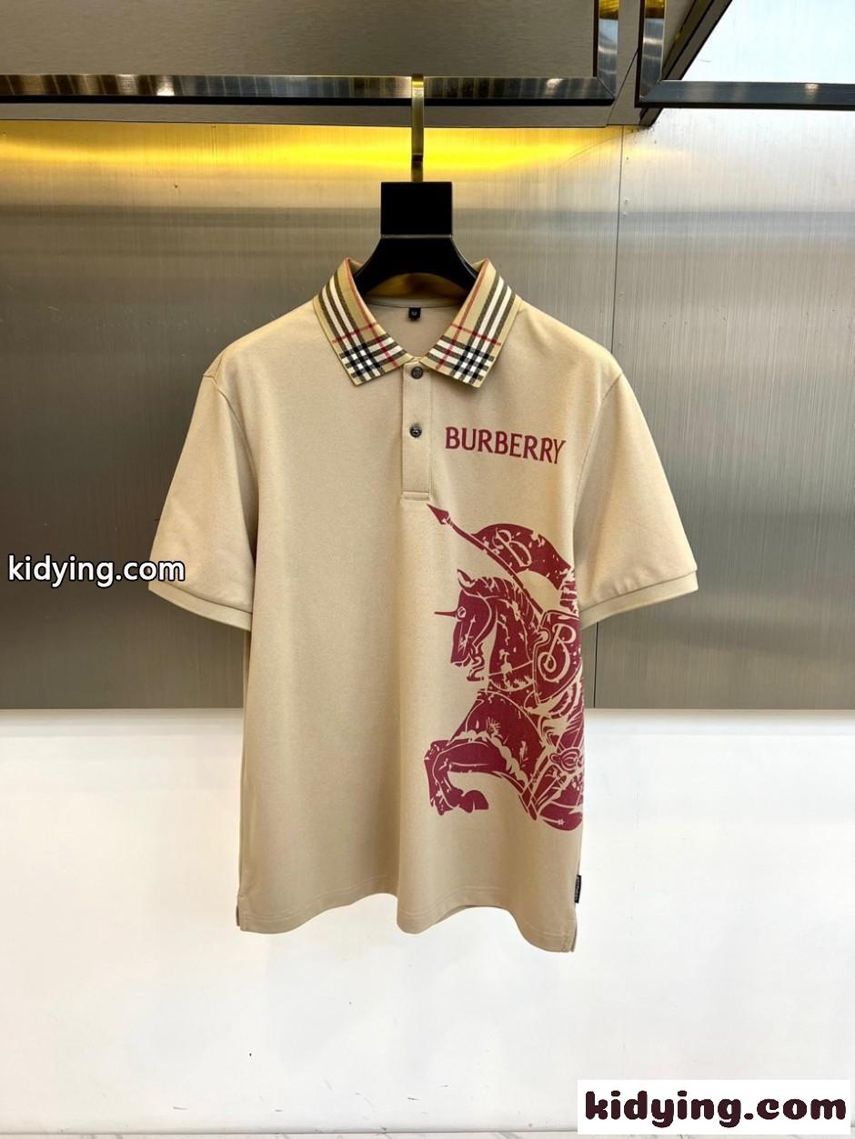 バーバリー Tシャツ 偽物 EKD コットンピケ 半袖 ポロシャツ ベージュ-1