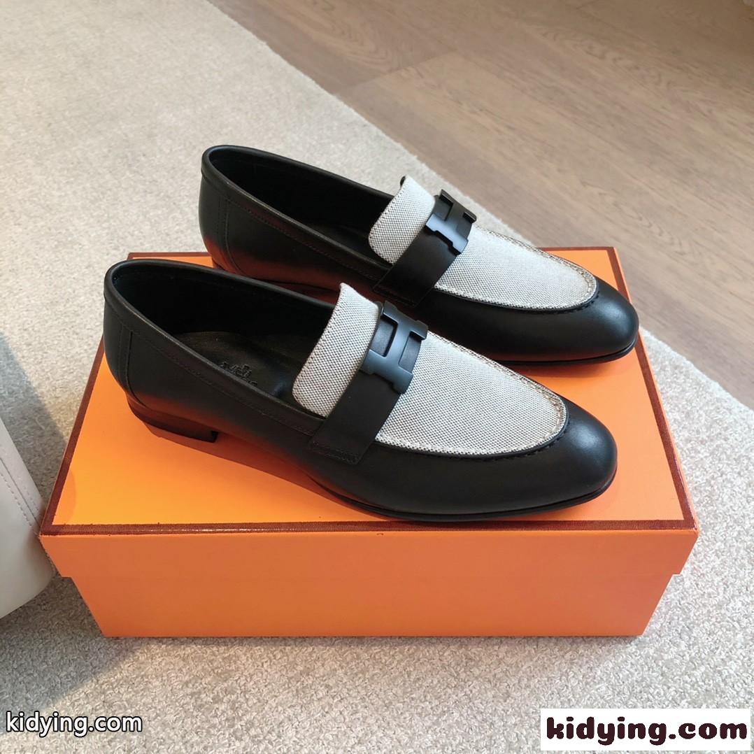 好感度たっぷり♪エルメス HERMES モカシン PARIS トワルH スーパーコピー ブラック-2