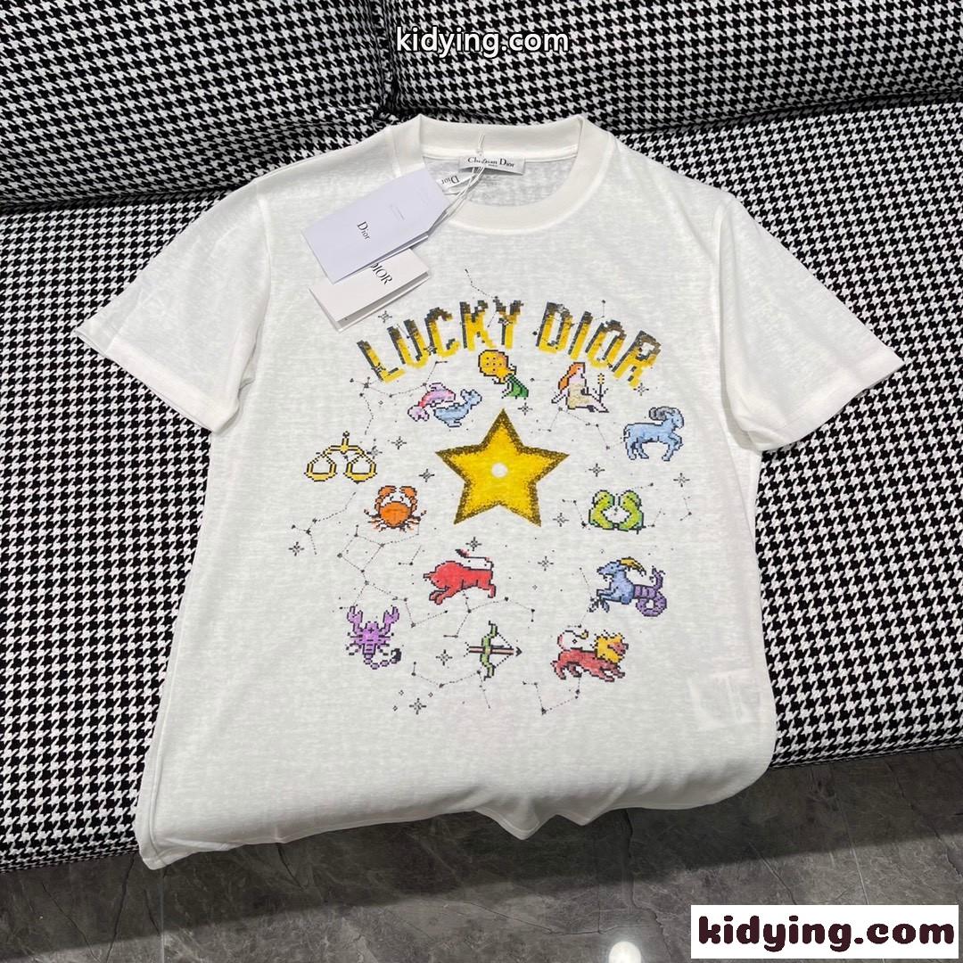 LUCKY DIOR おしゃれ 定番 クルーネック クリスチャン・ディオール Tシャツ コピー 半袖 トップス-3