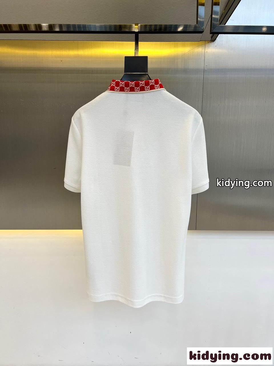 グッチ Tシャツ 偽物 上品 カジュアル コットンピケ 半袖ポロシャツ ホワイト-3